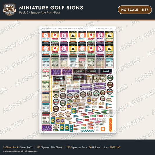 Alpine Railworks 30222HO HO Scale Miniature Golf Signs