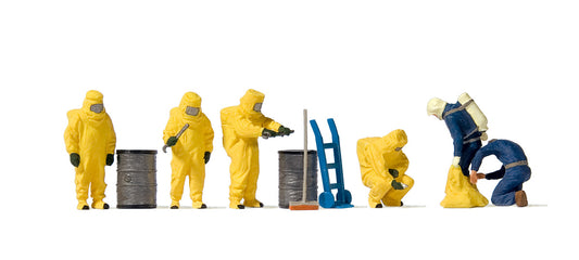 Preiser 10733 HO Scale Firemen in Yellow Hazmat Suits Set