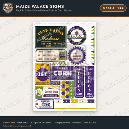 Alpine Railworks 30774G G Scale Roadside Signs - Corn Palace