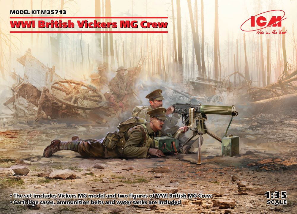 ICM Models 35713 1/35 WWI British Vickers MG Crew (2) w/Machine Gun