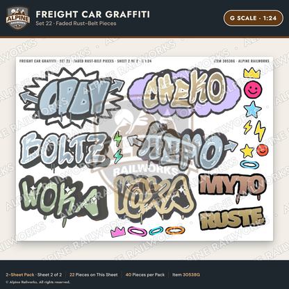 Alpine Railworks 30538G G Scale Freight Car Graffiti Cut-Outs