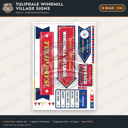 Alpine Railworks 31177G G Scale Roadside Signs - Windmill Village