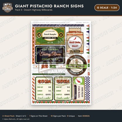 Alpine Railworks 30982G G Scale Roadside Signs - Giant Pistachio