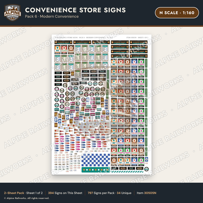 Alpine Railworks 30505N N Scale Convenience Store Signs