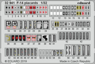 Eduard 32941 1/32 F-14 Placards for Tamiya (Pre-Painted)