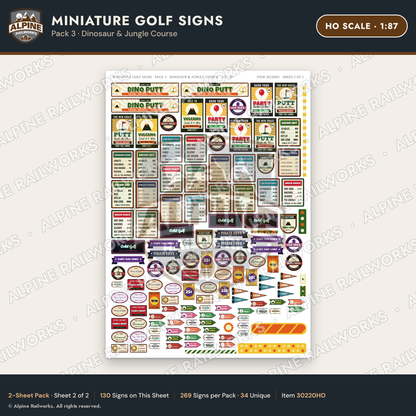 Alpine Railworks 30220HO HO Scale Miniature Golf Signs - Dinosaur