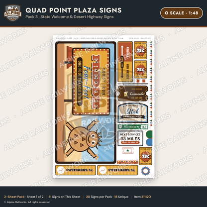 Alpine Railworks 31112O O Scale Roadside Signs - Four Corners