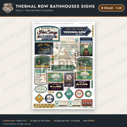 Alpine Railworks 31166O O Scale Roadside Signs - Hot Springs