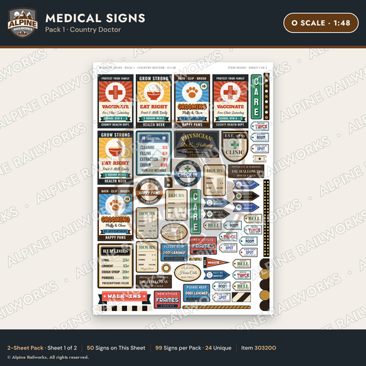 Alpine Railworks 30320O O Scale Medical Signs - Country Doctor