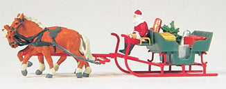 Preiser 30448 HO Scale Horse Drawn Sleigh Father Christmas & Parcels