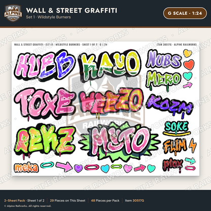 Alpine Railworks 30517G G Scale Wall & Street Graffiti Cut-Outs
