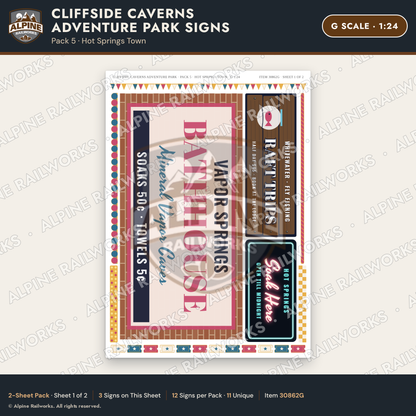 Alpine Railworks 30862G G Scale Roadside Signs - Cave Adventure Park