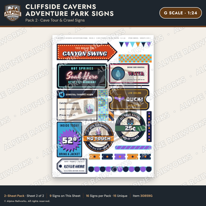 Alpine Railworks 30859G G Scale Roadside Signs - Cave Adventure Park