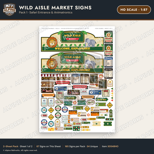 Alpine Railworks 30548HO HO Scale Roadside Signs - Jungle Grocery