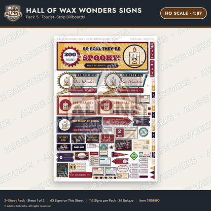 Alpine Railworks 31156HO HO Scale Roadside Signs - Wax Museum