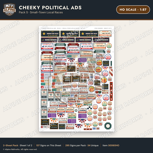 Alpine Railworks 30060HO HO Scale Cheeky Political Ads