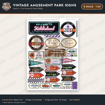 Alpine Railworks 30209G G Scale Vintage Amusement Park Signs