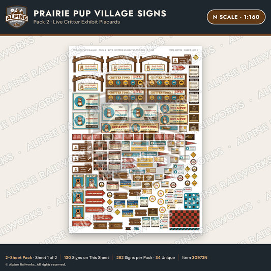 Alpine Railworks 30973N N Scale Roadside Signs - Prairie Dog Town