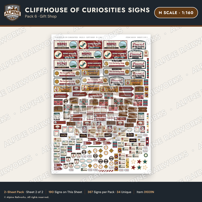 Alpine Railworks 31031N N Scale Roadside Signs - Curiosity House