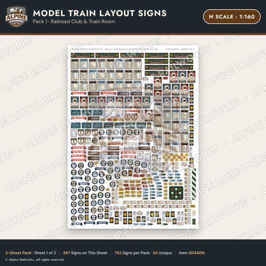 Alpine Railworks 30440N N Scale Model Train Layout Signs