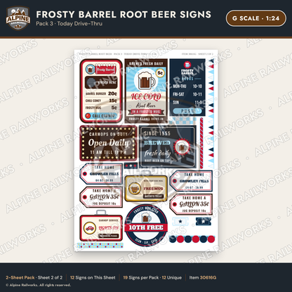 Alpine Railworks 30616G G Scale Fast Food Signs - Root Beer Drive-In