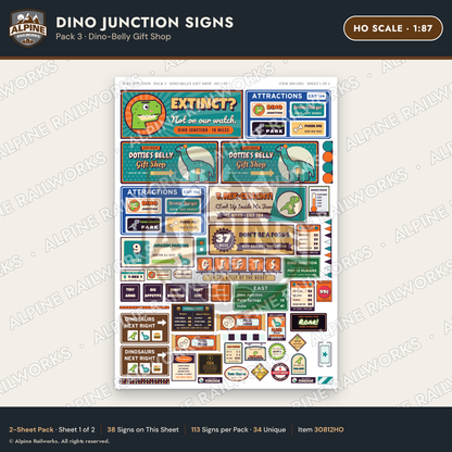 Alpine Railworks 30812HO HO Scale Roadside Signs - Giant Dinosaurs