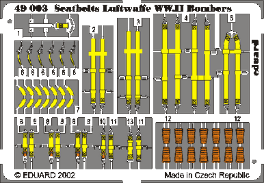 Eduard 49003 1/48 Seatbelts Luftwaffe Bomber WWII (Pre-Painted)