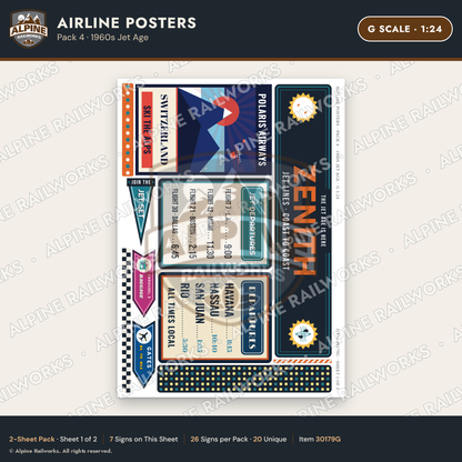 Alpine Railworks 30179G G Scale Airline Posters - 1960s Jet Age