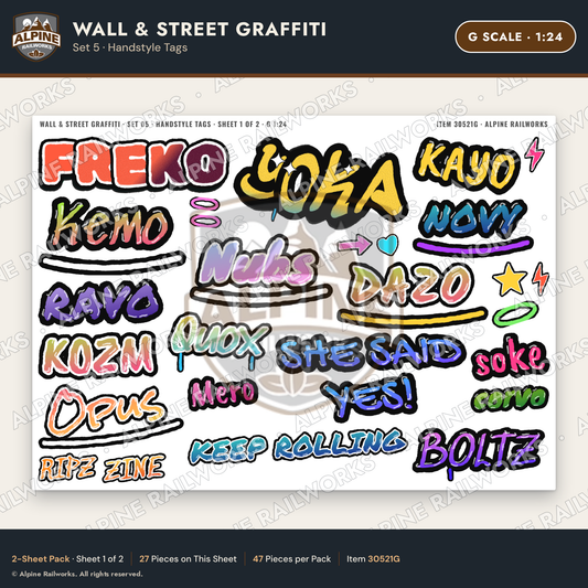 Alpine Railworks 30521G G Scale Wall & Street Graffiti Cut-Outs