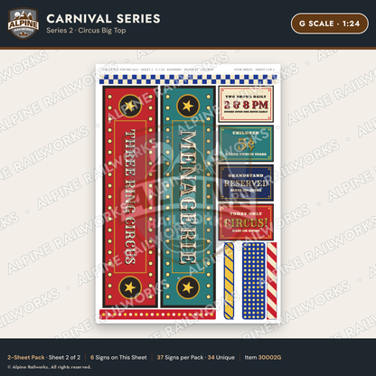 Alpine Railworks 30002G G Scale Carnival Signs - Circus Big Top