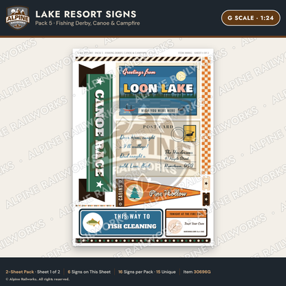 Alpine Railworks 30696G G Scale Lake Resort Signs - Fishing Derby