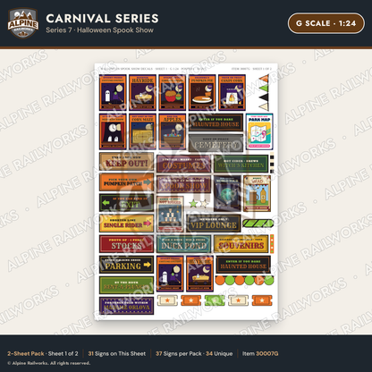 Alpine Railworks 30007G G Scale Carnival Signs - Halloween Spook Show