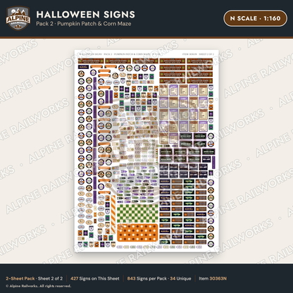 Alpine Railworks 30363N N Scale Halloween Signs - Pumpkin Patch