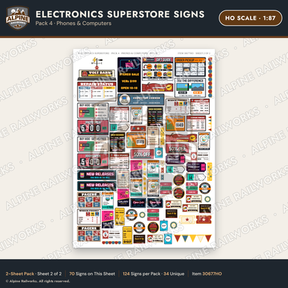 Alpine Railworks 30677HO HO Scale Electronics Superstore Signs