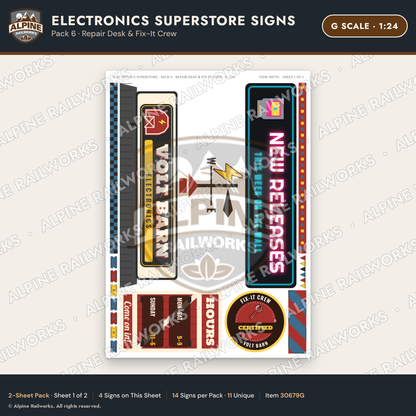 Alpine Railworks 30679G G Scale Electronics Superstore Signs