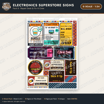 Alpine Railworks 30679G G Scale Electronics Superstore Signs