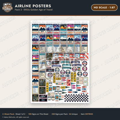 Alpine Railworks 30178HO HO Scale Airline Posters