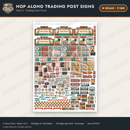 Alpine Railworks 30757N N Scale Roadside Signs - Trading Post