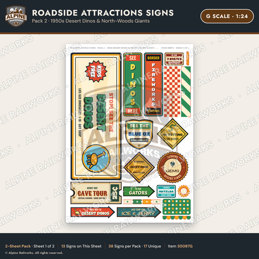 Alpine Railworks 30087G G Scale Roadside Attractions Signs