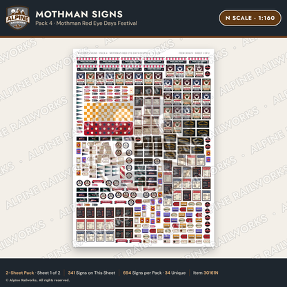 Alpine Railworks 30161N N Scale Mothman Signs