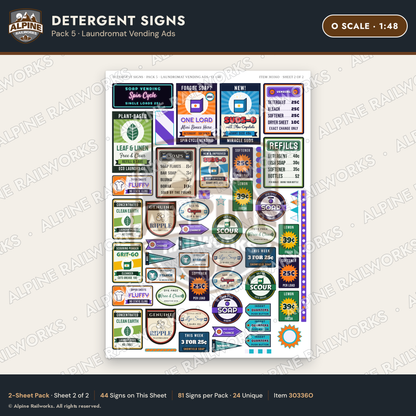 Alpine Railworks 30336O O Scale Detergent Signs