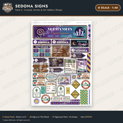 Alpine Railworks 30727O O Scale Tourist Signs - Sedona - Crystal