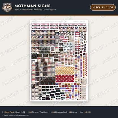 Alpine Railworks 30161N N Scale Mothman Signs
