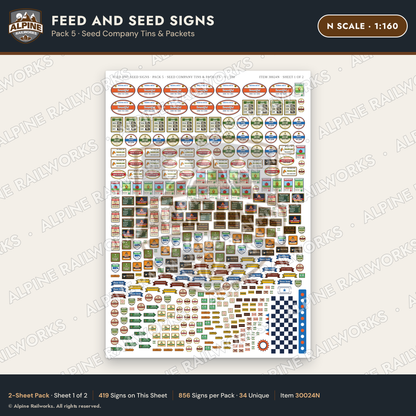 Alpine Railworks 30024N N Scale Feed and Seed Signs
