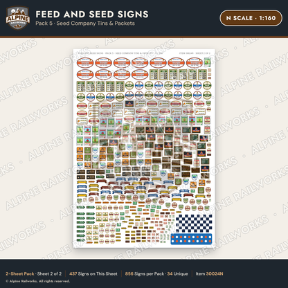Alpine Railworks 30024N N Scale Feed and Seed Signs