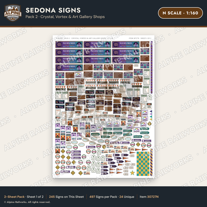 Alpine Railworks 30727N N Scale Tourist Signs - Sedona - Crystal
