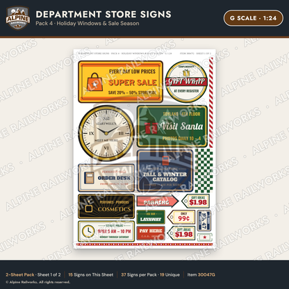 Alpine Railworks 30047G G Scale Department Store Signs