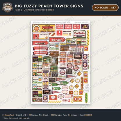 Alpine Railworks 30931HO HO Scale Roadside Signs - Peach Water Tower