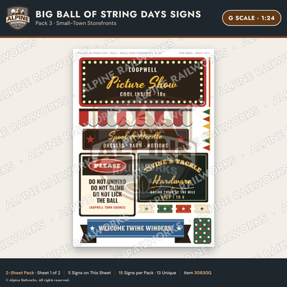 Alpine Railworks 30830G G Scale Roadside Signs - Giant Ball of Twine