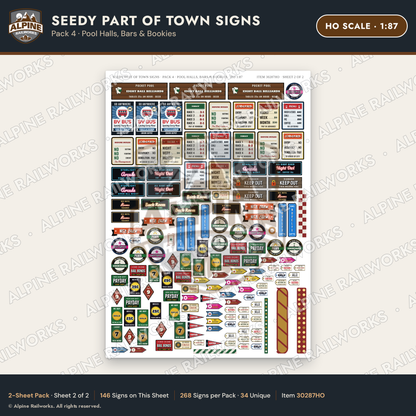 Alpine Railworks 30287HO HO Scale Seedy Part of Town Signs